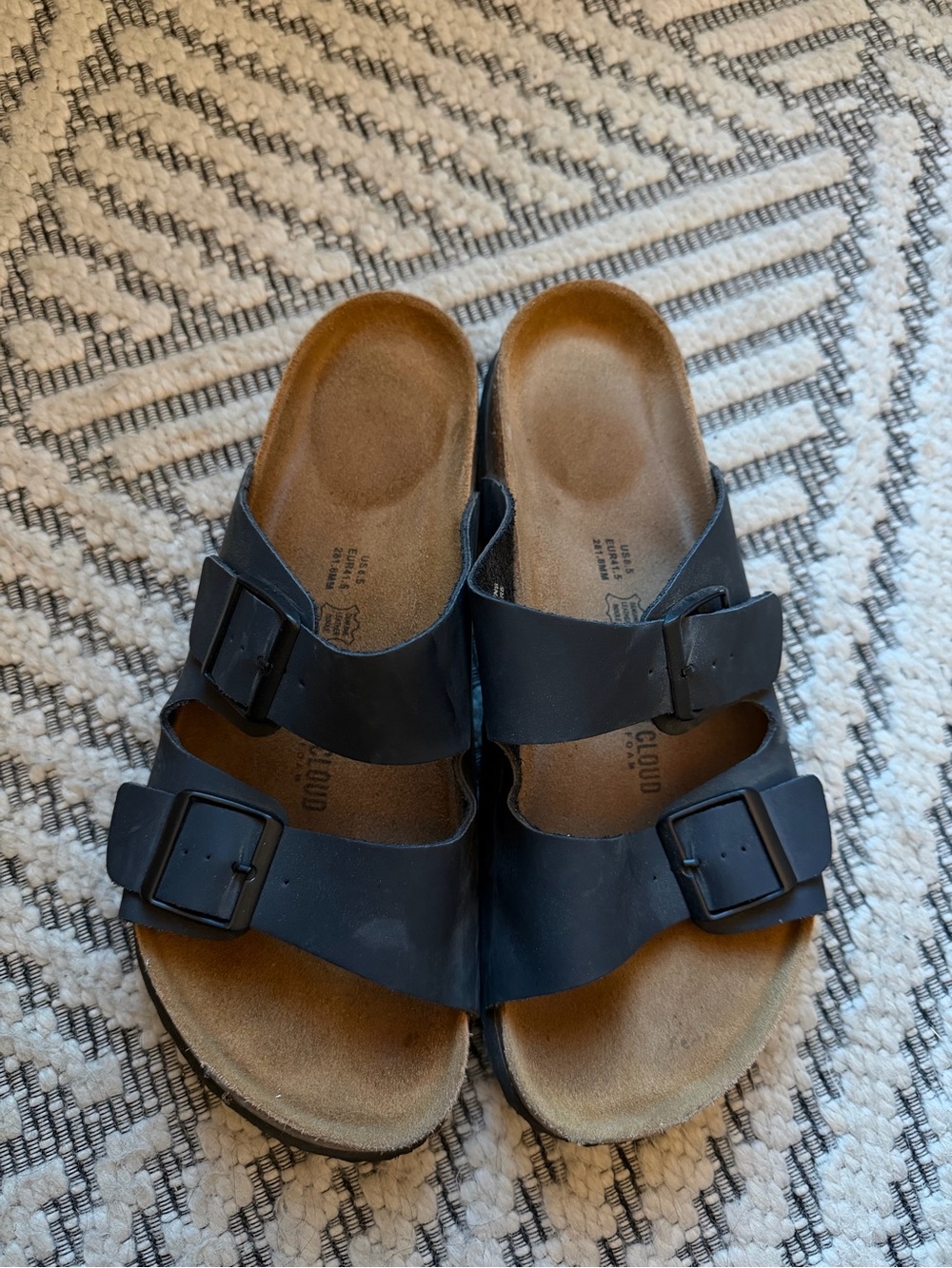 Black Double-Buckle Men’s Slide Sandals - Unbranded